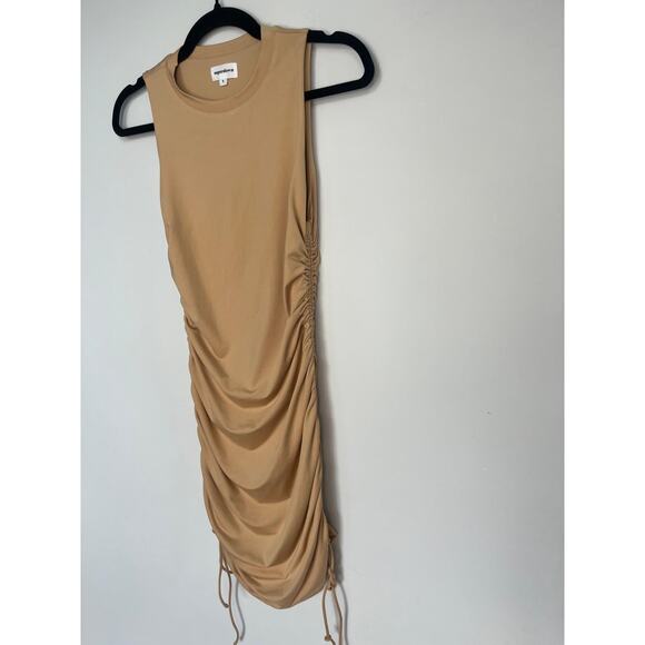 Superdown Ruched Mini Dress Women Small Beige Bodycon Sleeveless Casual - Picture 4 of 6